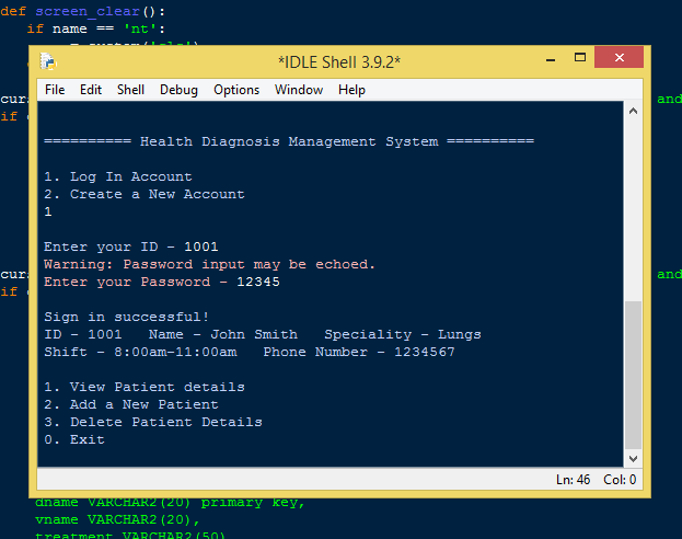 Health Diagnosis Management System In Python With Source Code ...